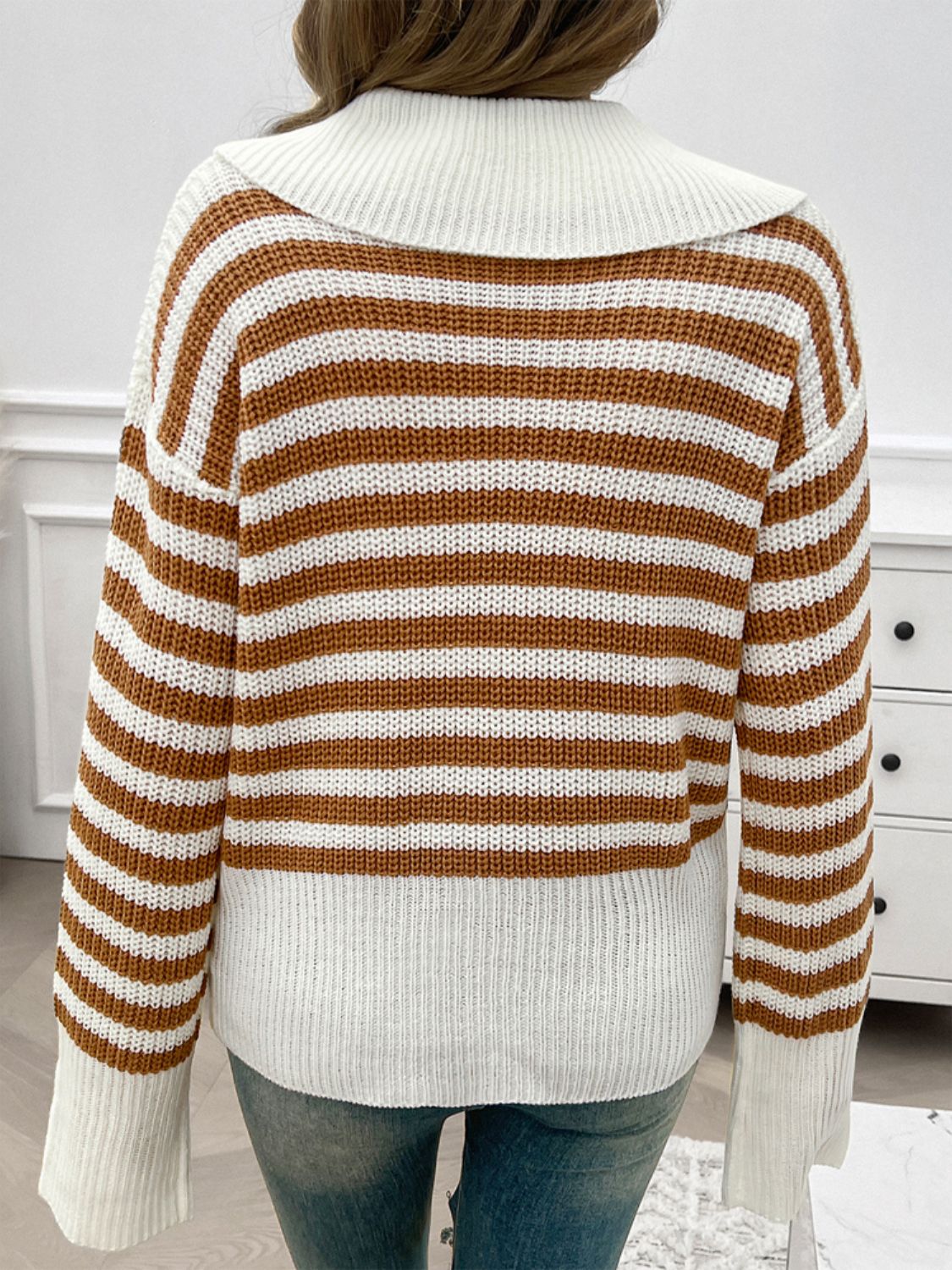 Collared Neck Long Sleeve Sweater