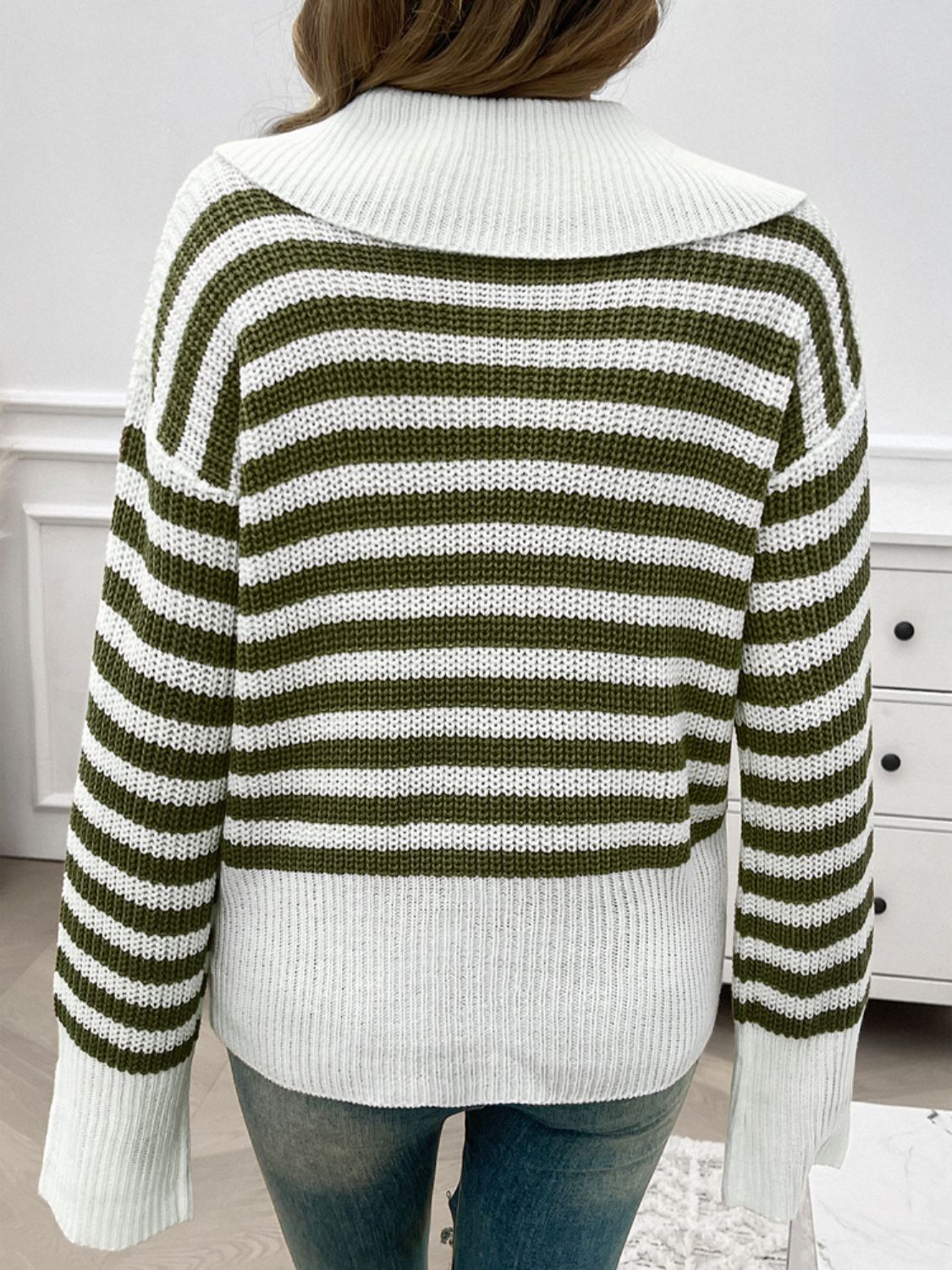 Collared Neck Long Sleeve Sweater