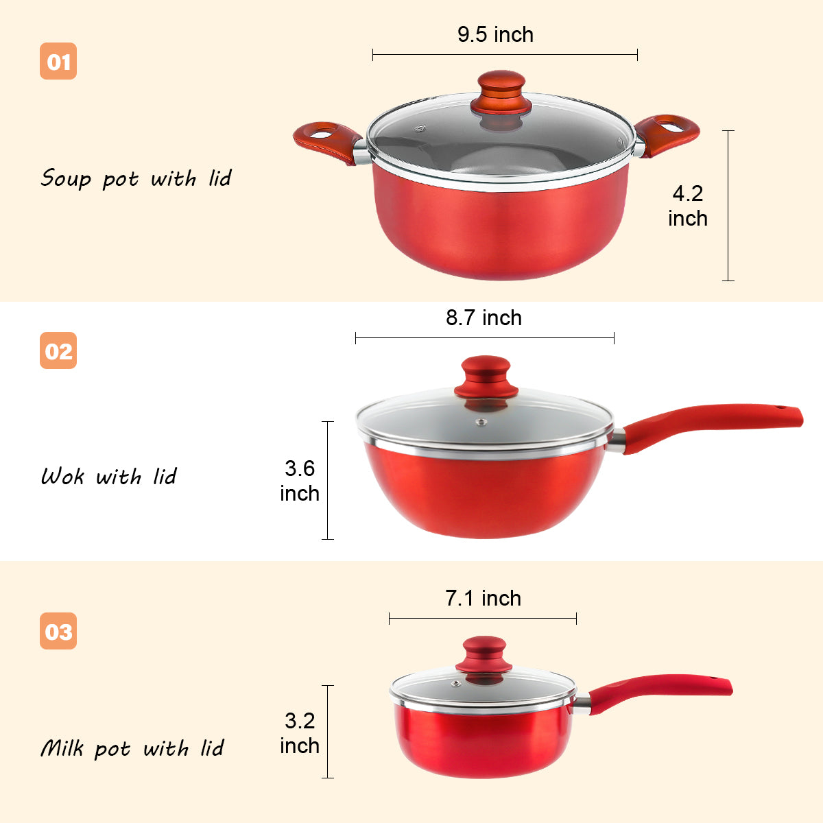 6 PCS Nonstick Cookware Set