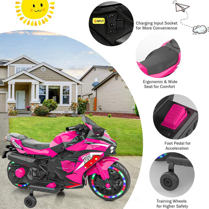 Kids Pink Bluetooth Ride On Motorcycle