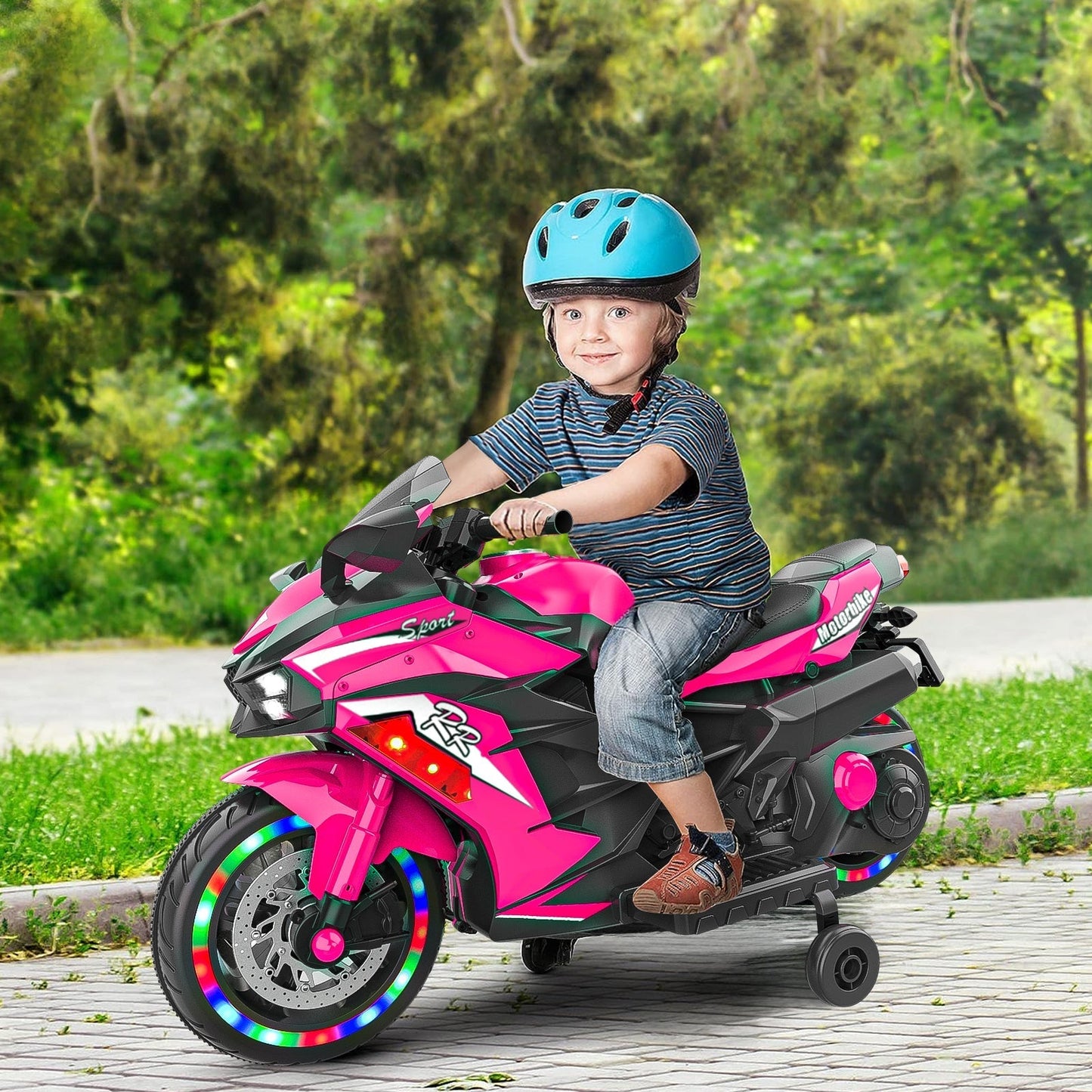 Kids Pink Bluetooth Ride On Motorcycle