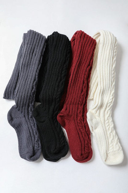 Knee High Cable Knit Socks