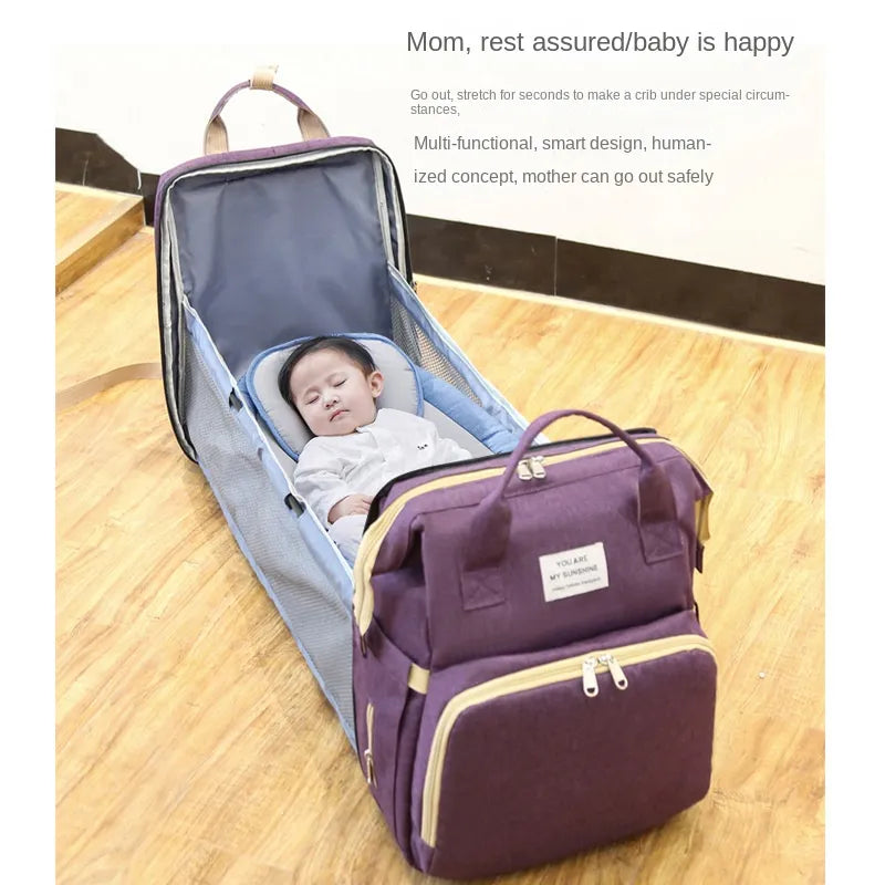 Mother Baby Leather Travel Backpack