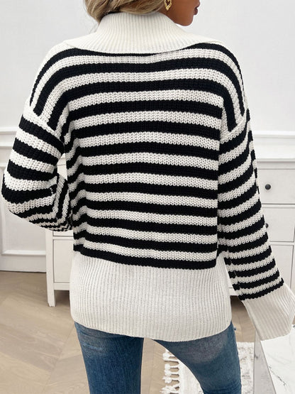 Collared Neck Long Sleeve Sweater